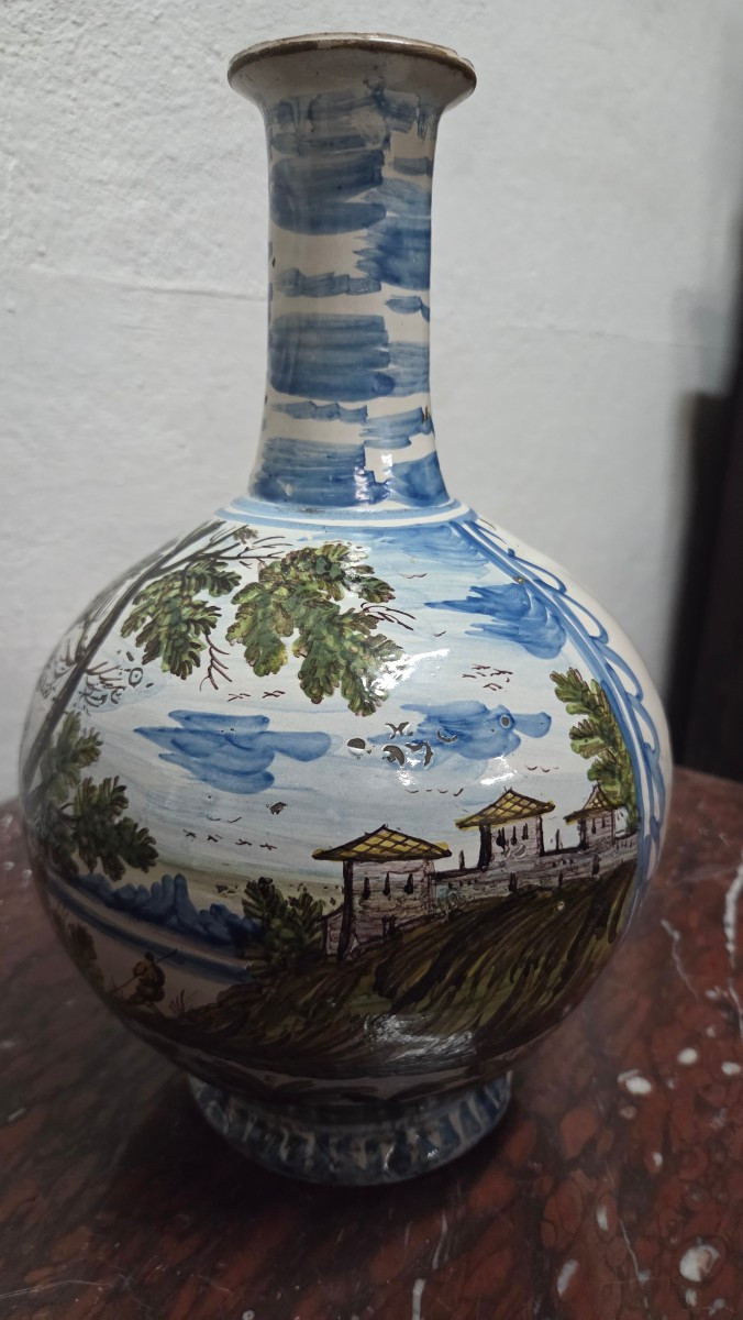 Vase bouteille en faience de Castelli-photo-3
