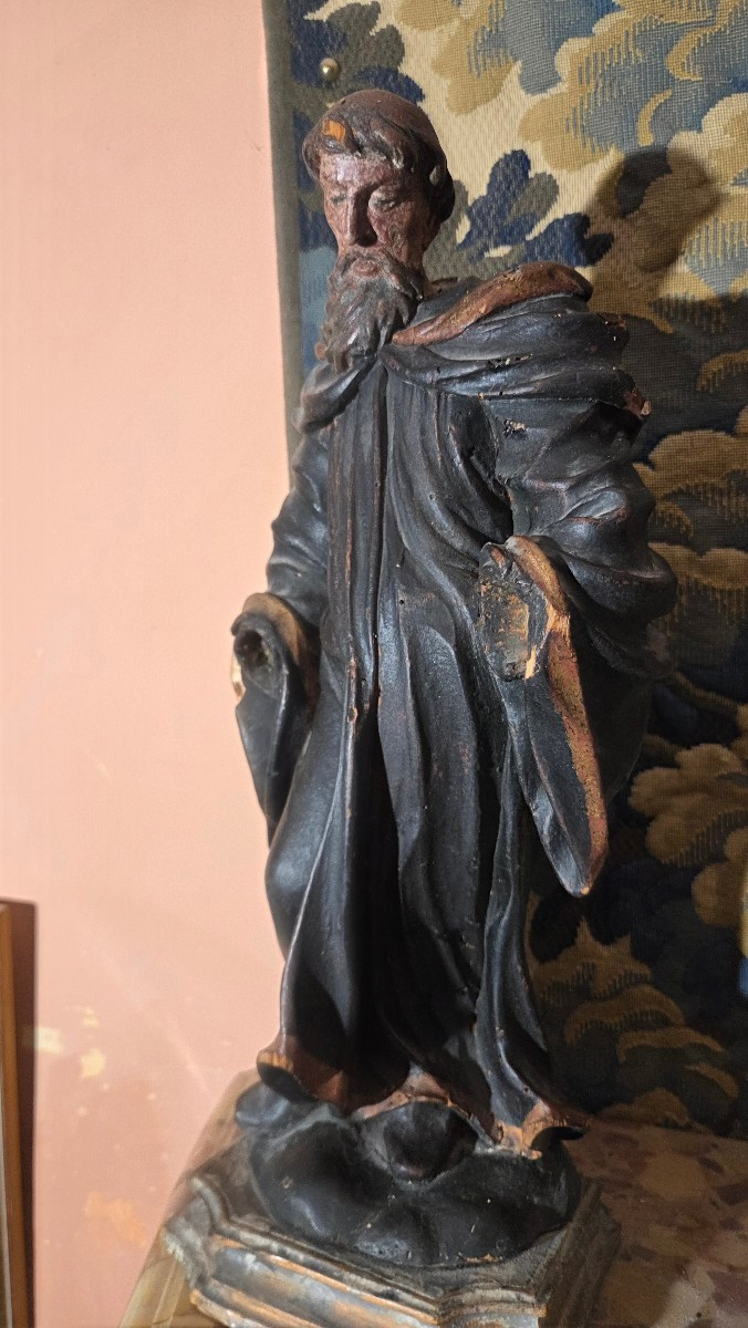 17th Century Carved Wooden Saint-photo-2