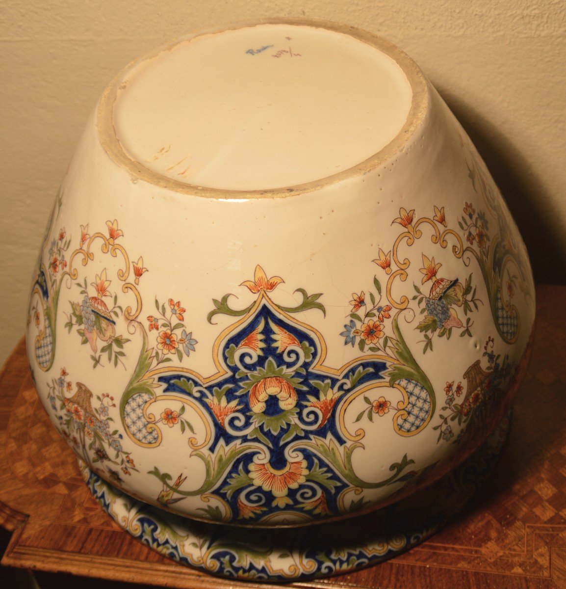 Grand cache pot en faience de Rouen-photo-2