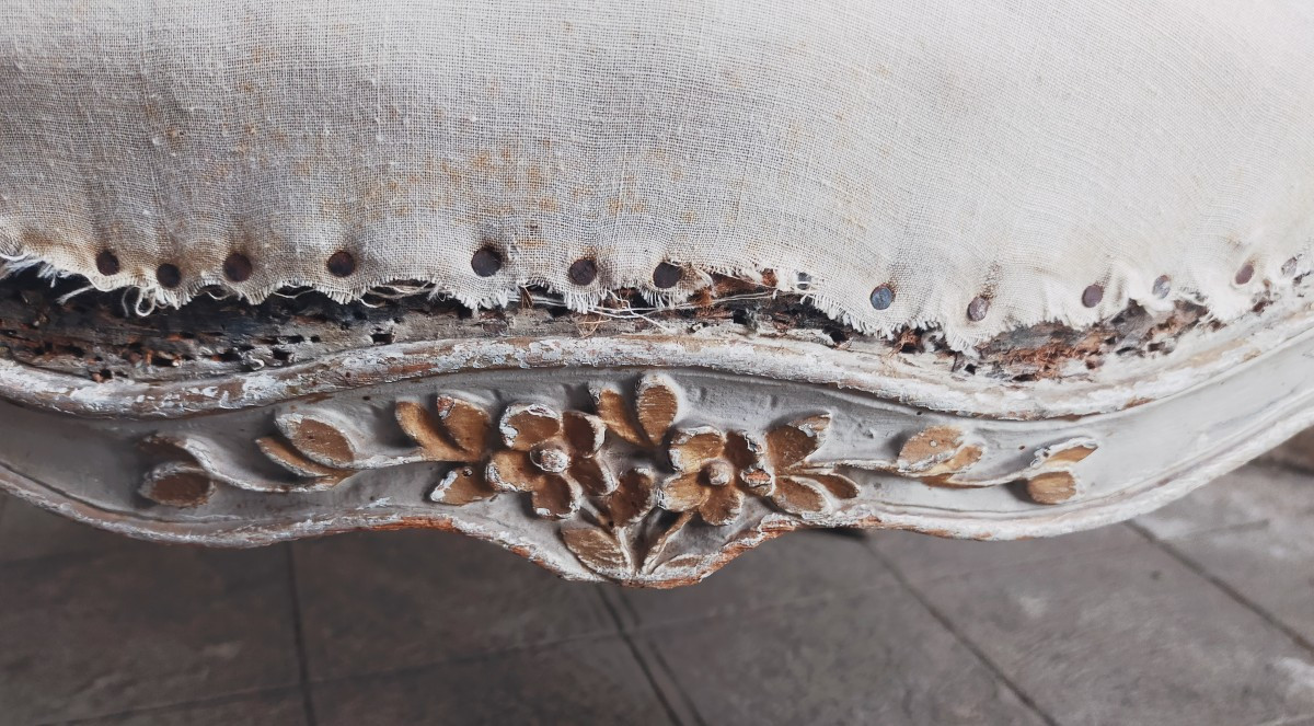 Paire de fauteuils Louis XV d'époque 18ème-photo-1