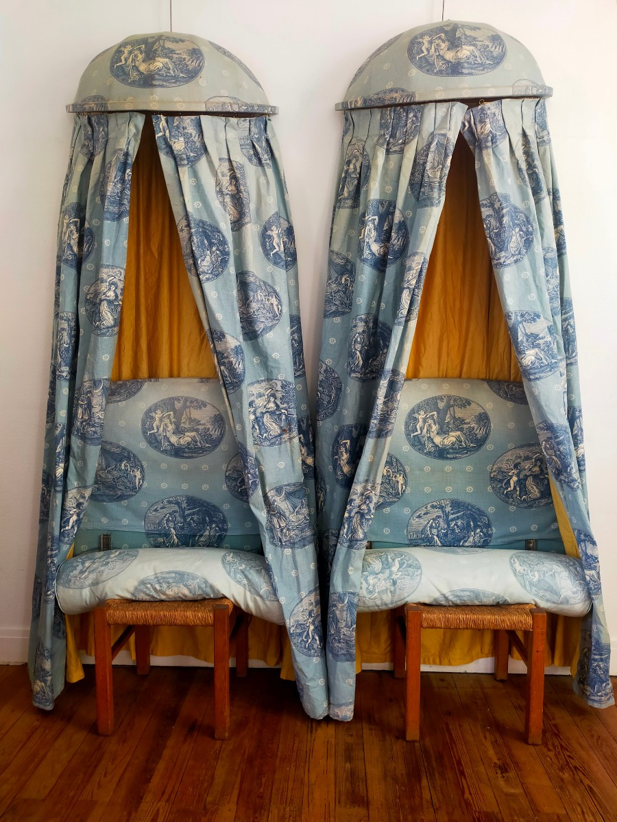 Paire de ciel de lits en toile de Jouy-photo-3