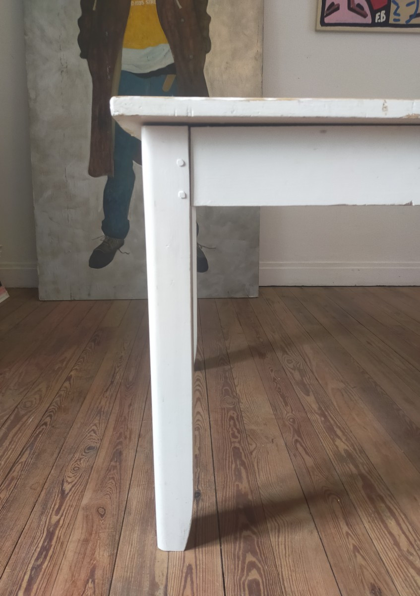 Table ancienne patine blanche-photo-4