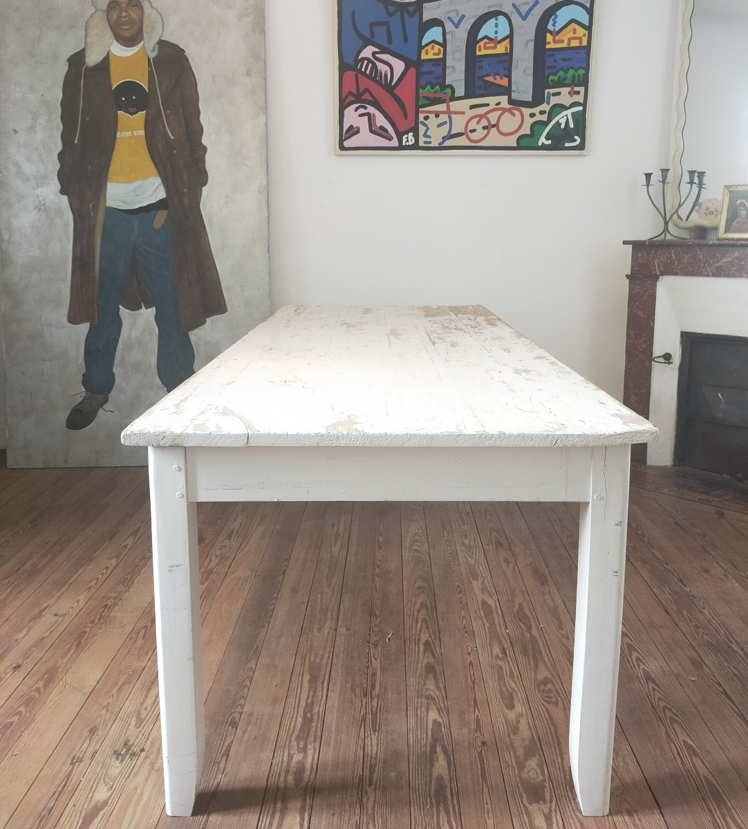 Table ancienne patine blanche-photo-1