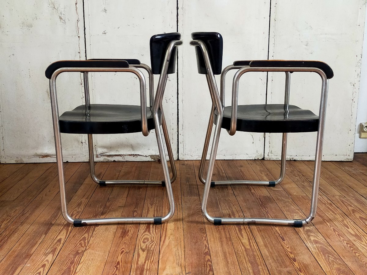 Paire de fauteuils Thonet par Emille Guilhot-photo-2