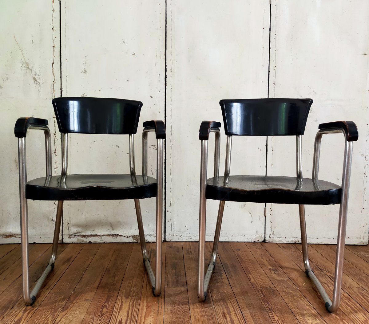 Paire de fauteuils Thonet par Emille Guilhot-photo-4