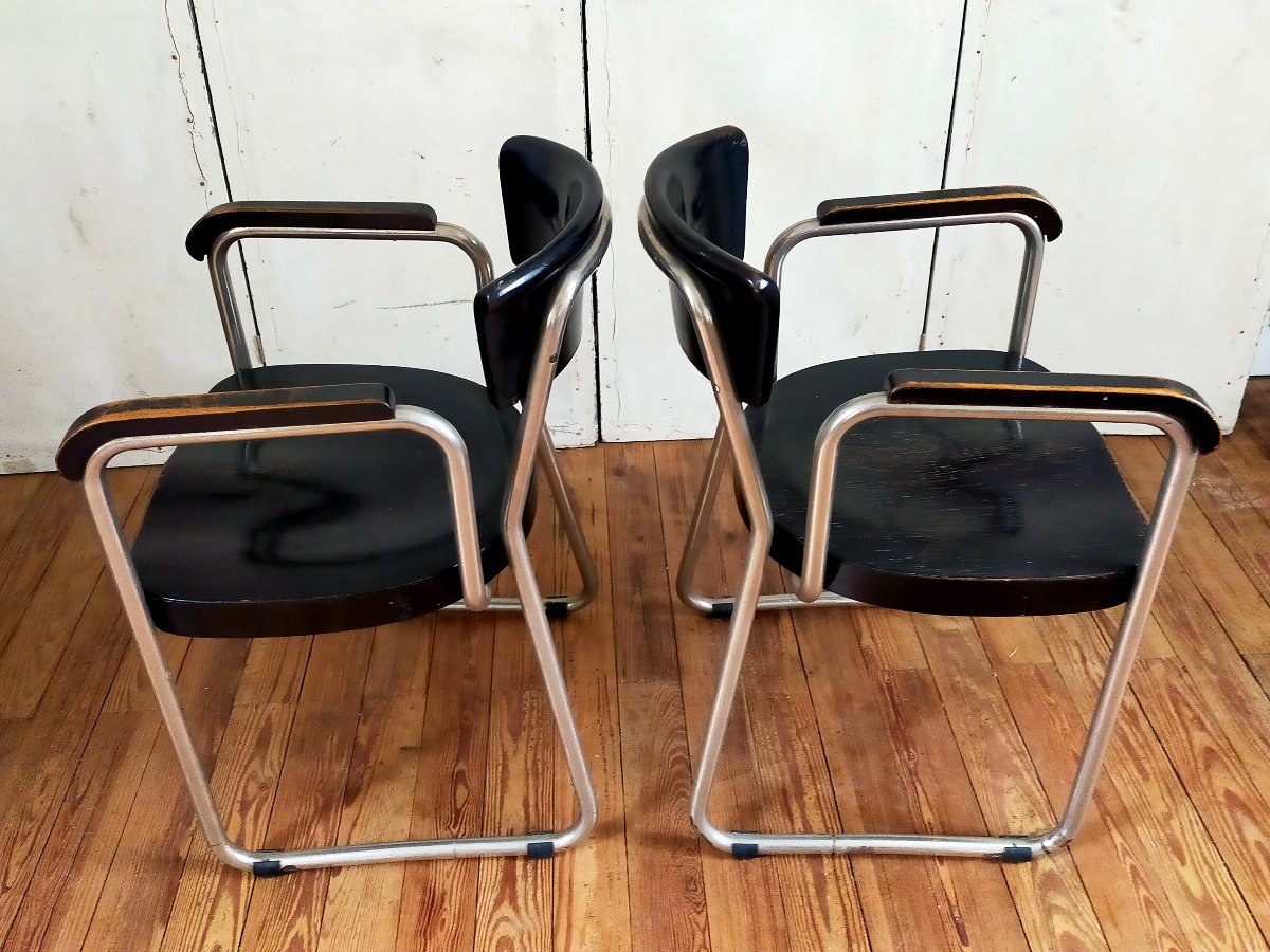 Paire de fauteuils Thonet par Emille Guilhot-photo-4