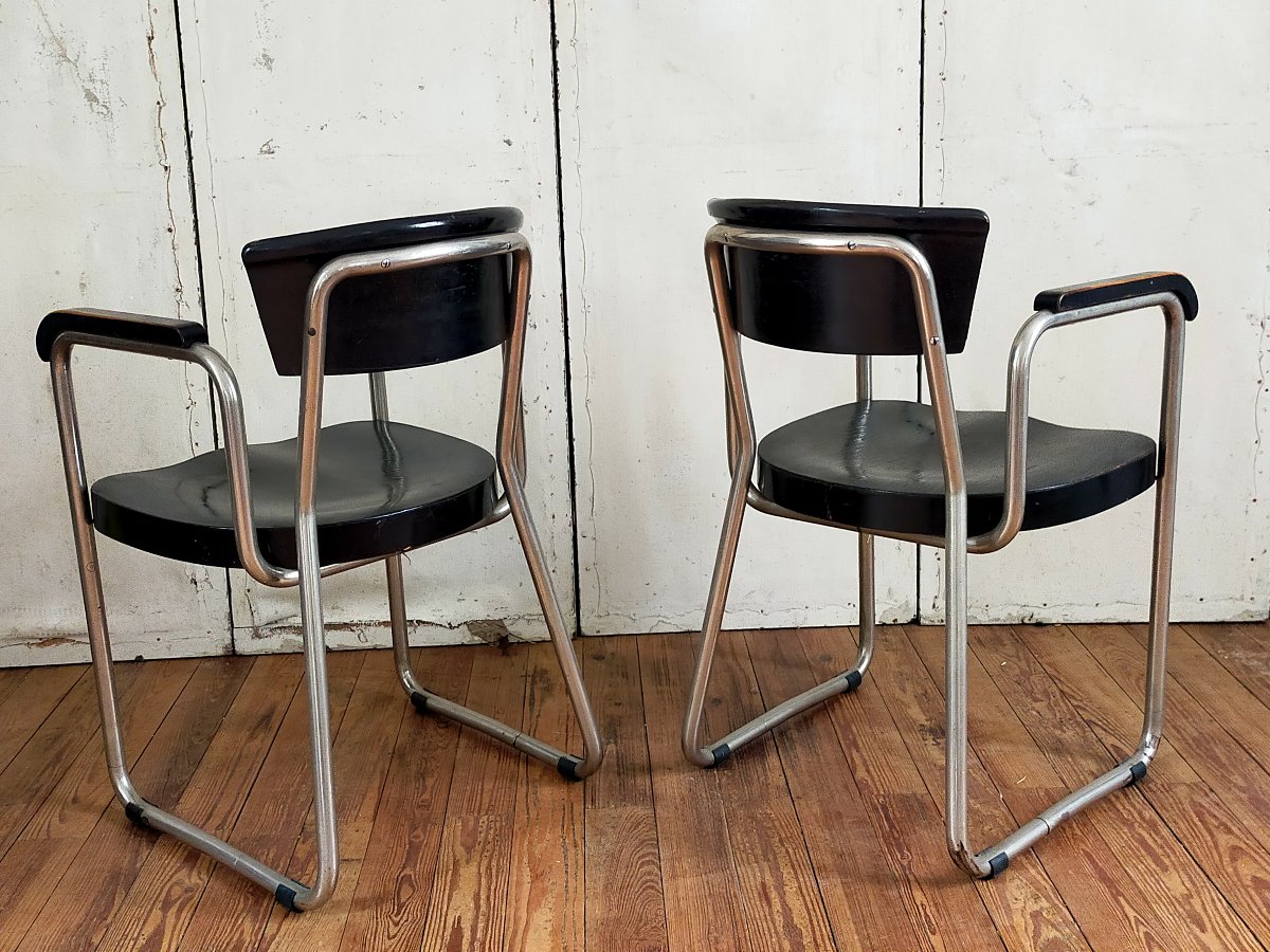 Paire de fauteuils Thonet par Emille Guilhot-photo-5