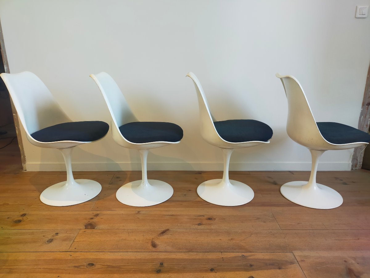 4 Saarinen Tulip Chairs For Knoll -photo-2