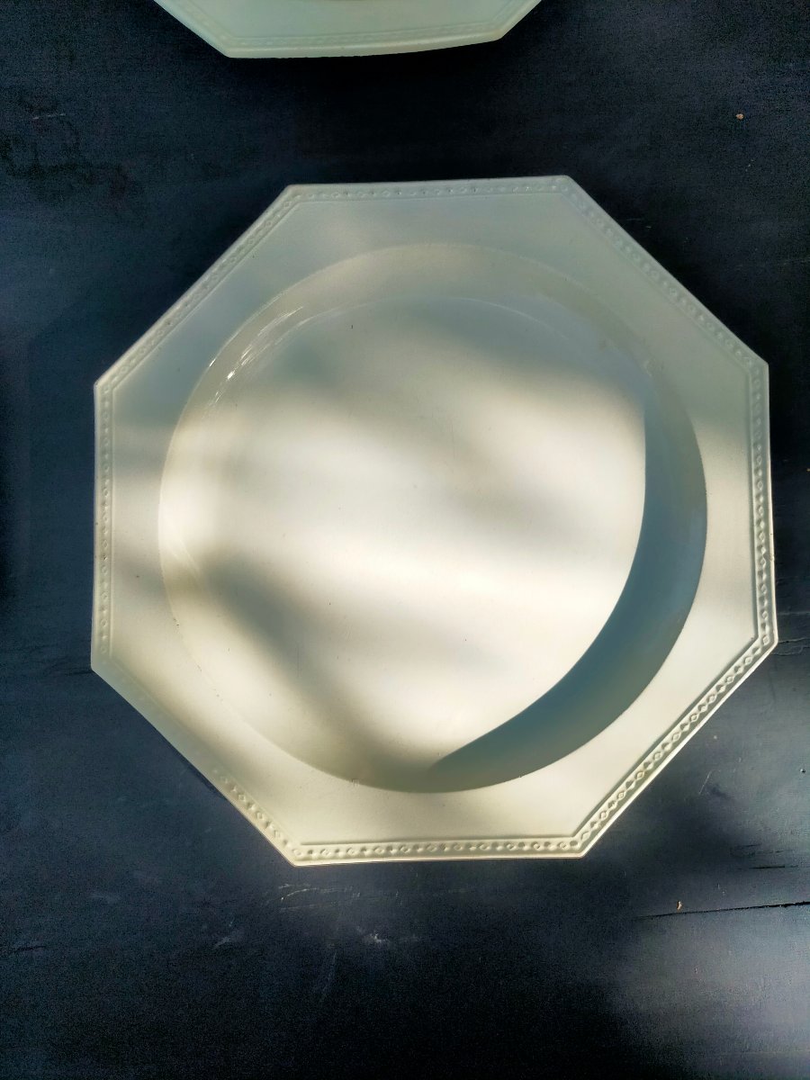 8 Octagonal Plates Made Of Fine Creil Earthenware-photo-4