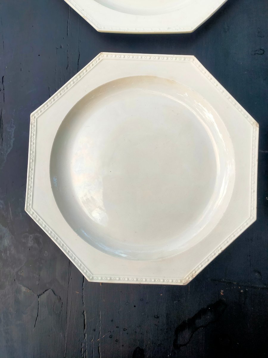 8 Octagonal Plates Made Of Fine Creil Earthenware-photo-4