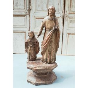 Statues En Bois De Joseph Et l'Enfant Jésus XVIIème Siècle