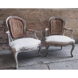 Pair Of Louis XV Armchairs From The 18th Century