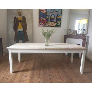 Table ancienne patine blanche