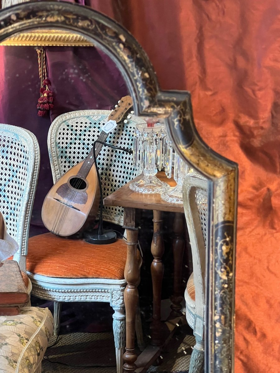 Louis XV Period Toilet Mirror, Lacquered And Gilded Eighteenth-photo-3