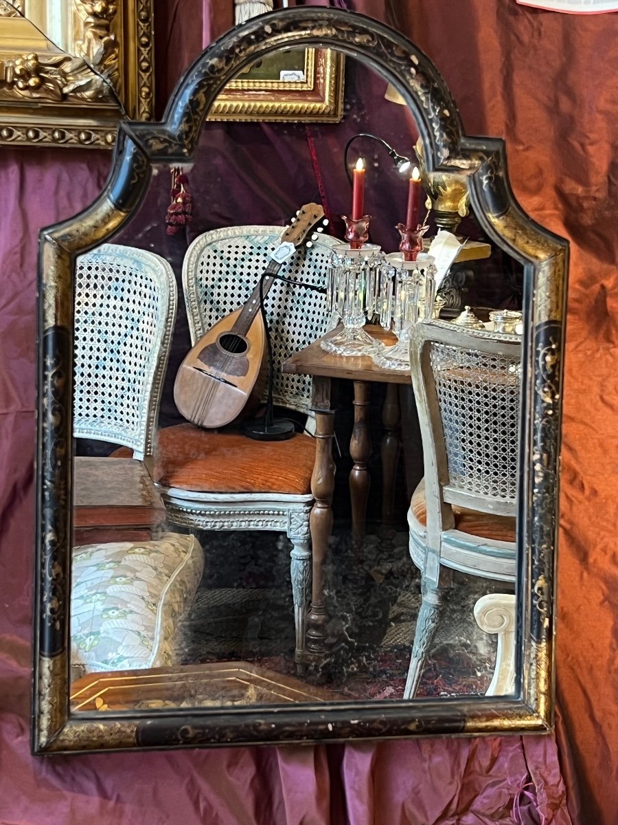 Louis XV Period Toilet Mirror, Lacquered And Gilded Eighteenth-photo-3