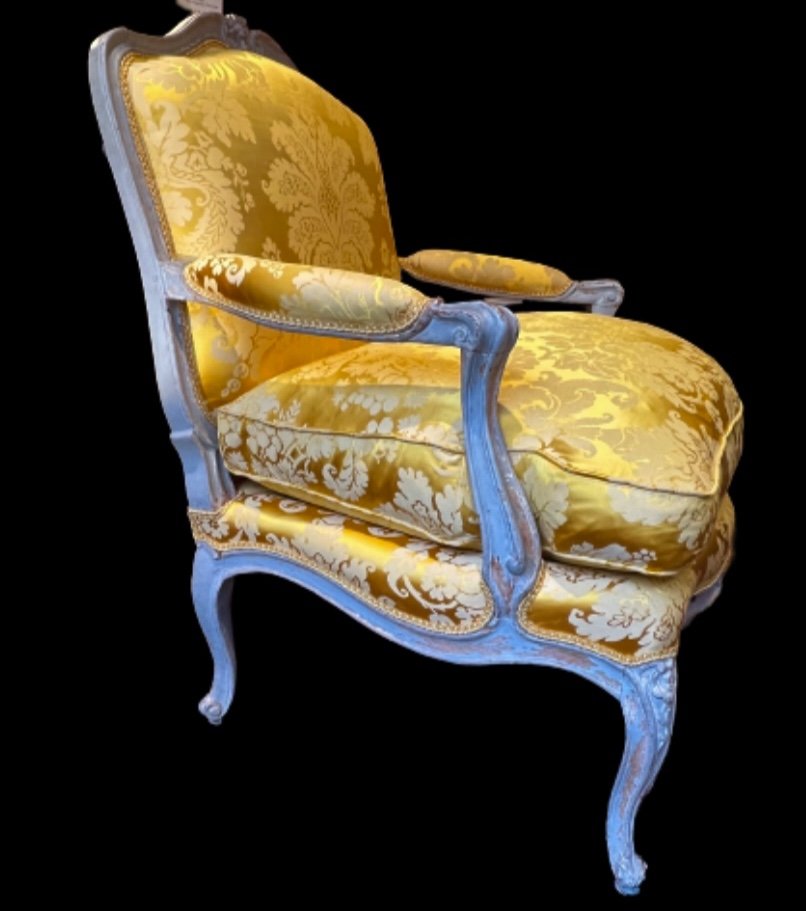 Large fauteuil à la Reine estampillé N-Q FOLIOT, époque Louis XV, XVIIIè-photo-2