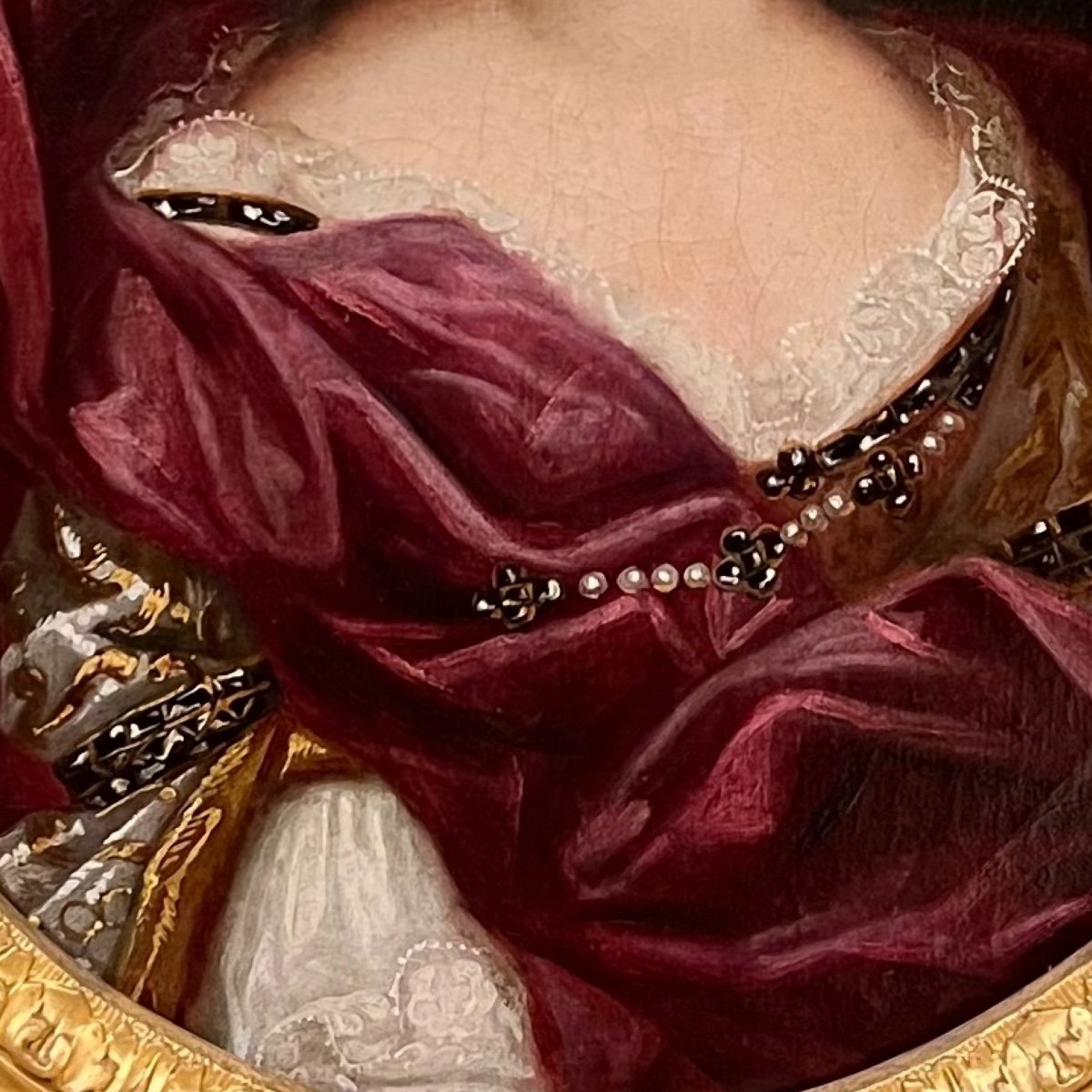 Portrait Princess Of The Blood Court Of Louis XIV, Luxuriously Dressed And Adorned Late Seventeenth. -photo-2