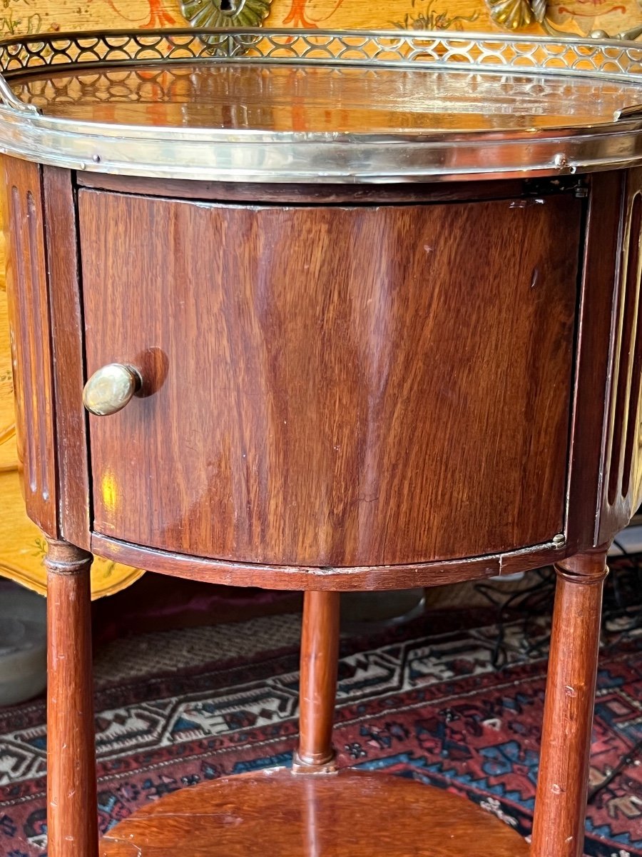 Table volante tambour, acajou, une porte , Vers 1780. -photo-2