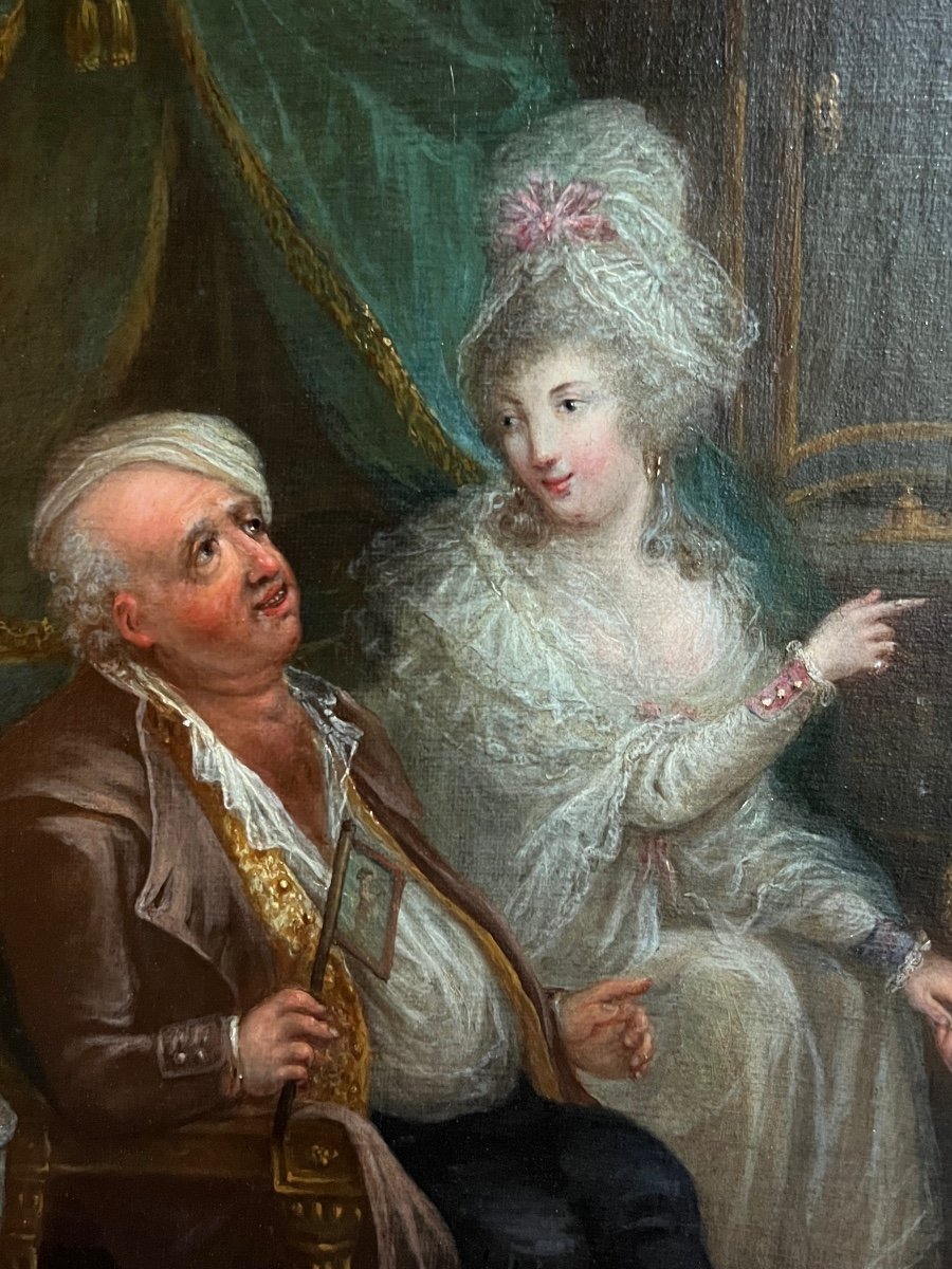 La joyeuse famille, vers 1780, dans le goût de P.A. Wille (1748-1837), époque XVIIIème. -photo-4