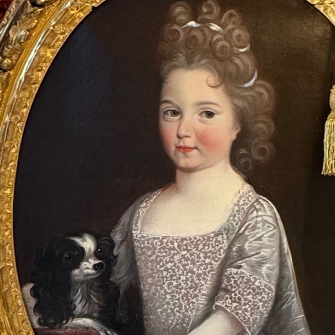 Portrait Of Louise Marie Thérèse Stuart And Her Little Dog, C.1700. 18th Century. St Germain En Laye-photo-1