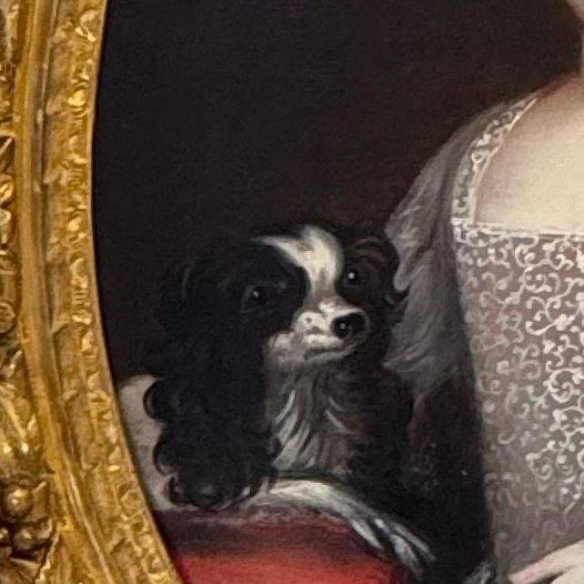 Portrait Of Louise Marie Thérèse Stuart And Her Little Dog, C.1700. 18th Century. St Germain En Laye-photo-2