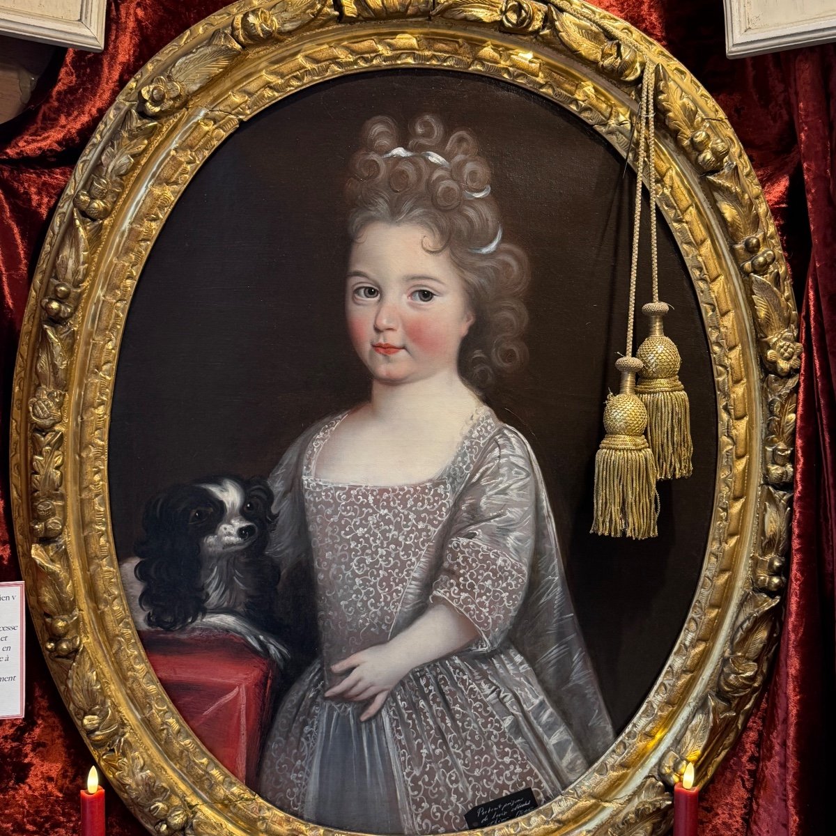 Portrait Of Louise Marie Thérèse Stuart And Her Little Dog, C.1700. 18th Century. St Germain En Laye