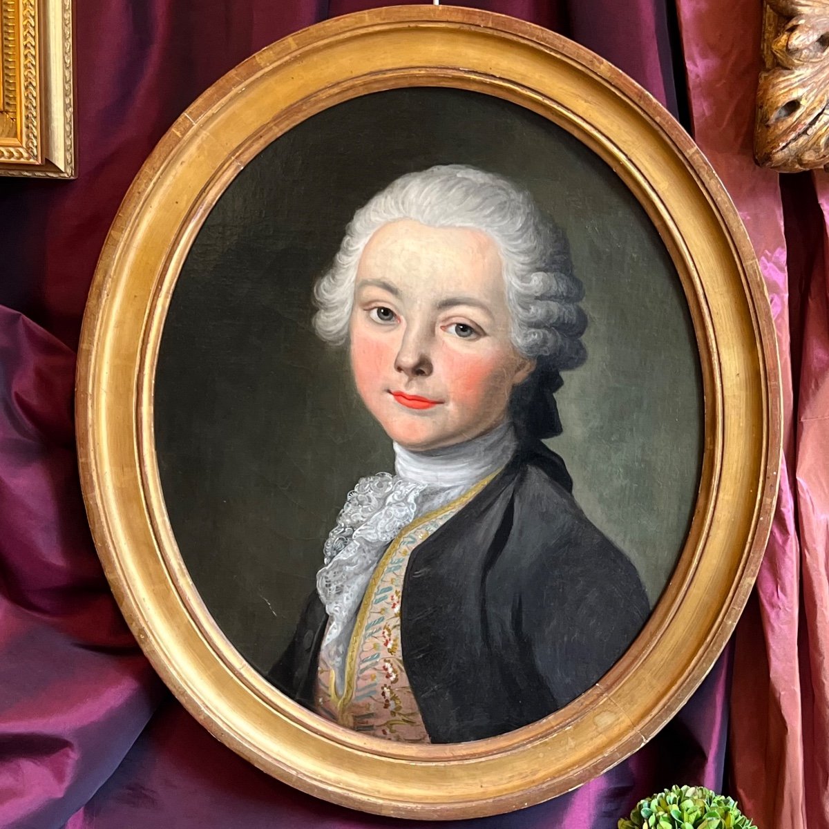 Jeune Aristocrate, vers 1760, époque Louis XV, école Française, huile sur toile. . -photo-2