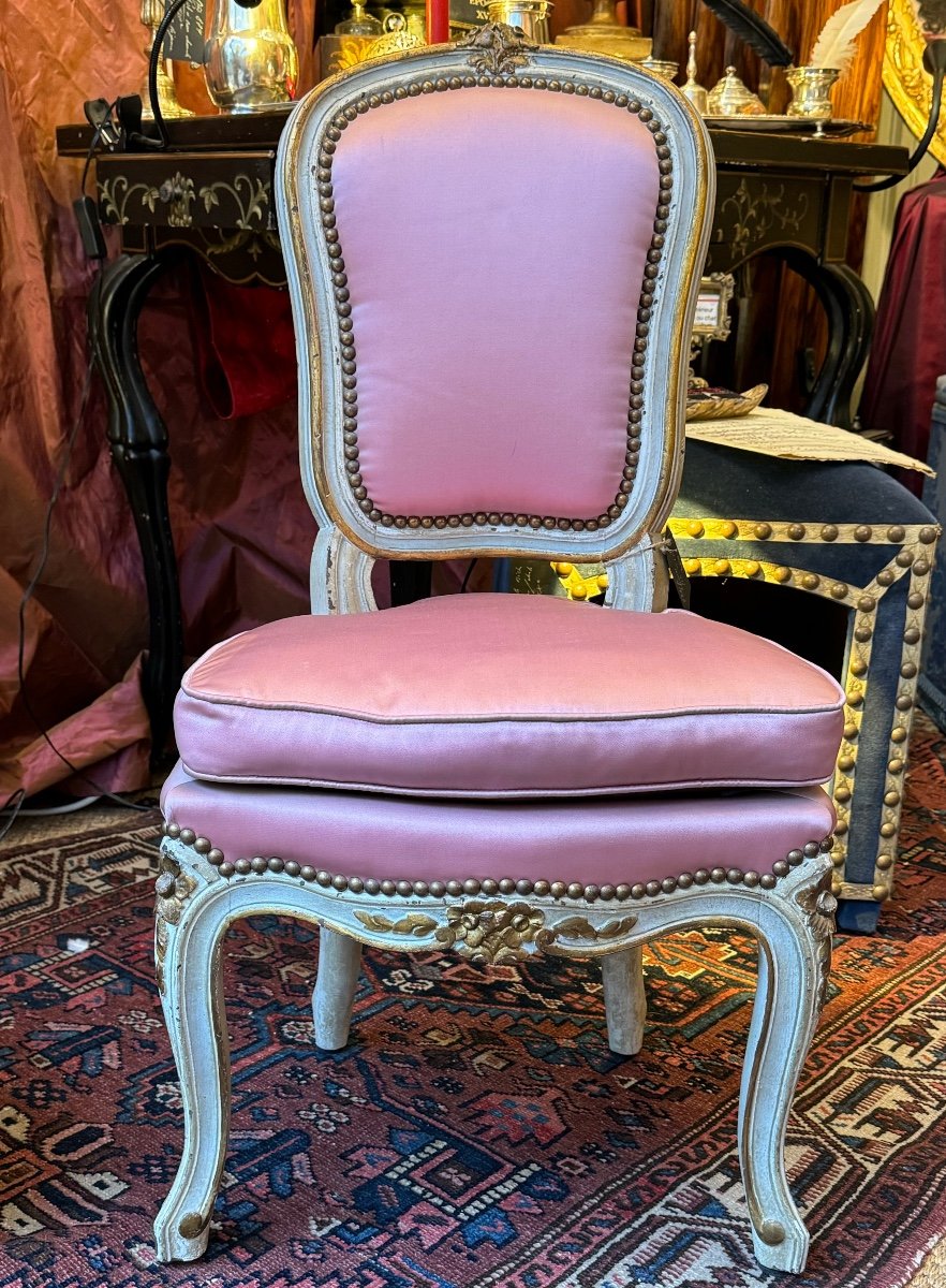 Petite chaise chauffeuse Louis XV, fin XIXe.  Très bon état, ou chaise d’enfant. -photo-2