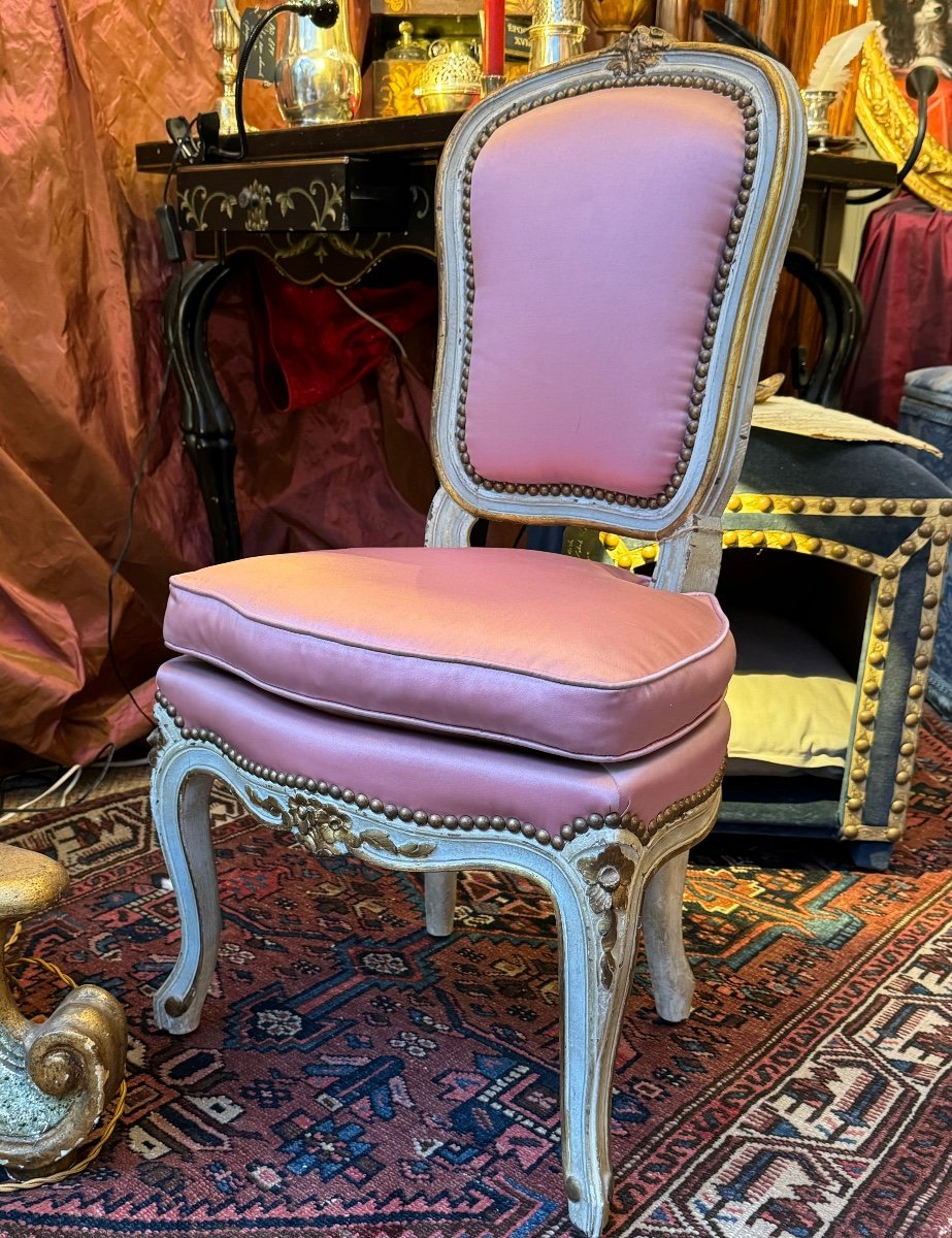 Petite chaise chauffeuse Louis XV, fin XIXe.  Très bon état, ou chaise d’enfant. -photo-3