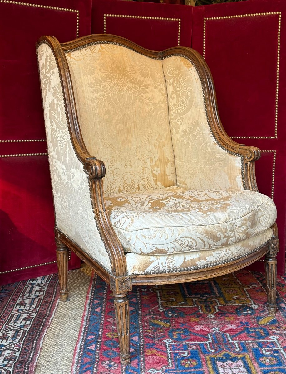 18th Century Bergère Armchair With Wings, Louis XVI Period.-photo-2