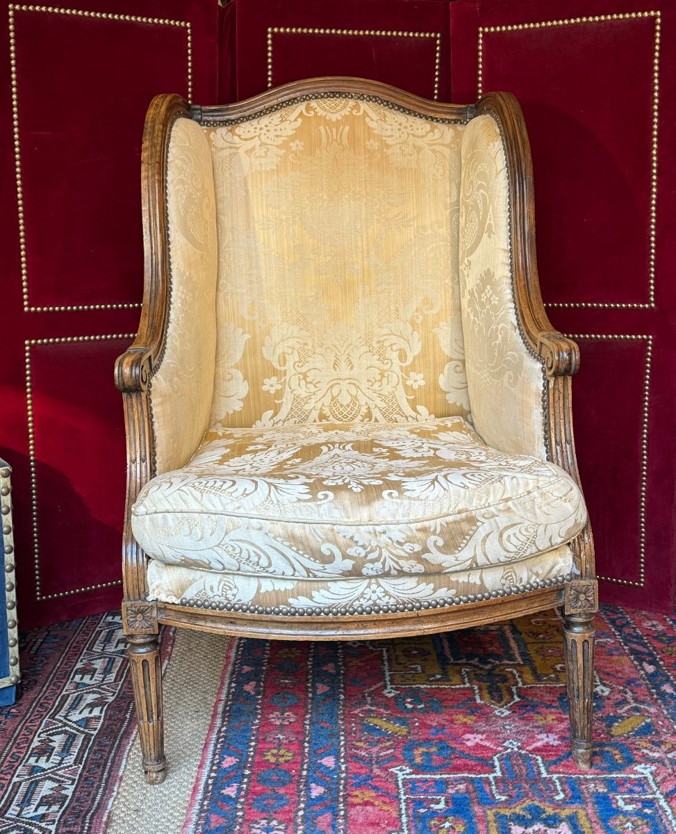 18th Century Bergère Armchair With Wings, Louis XVI Period.-photo-1