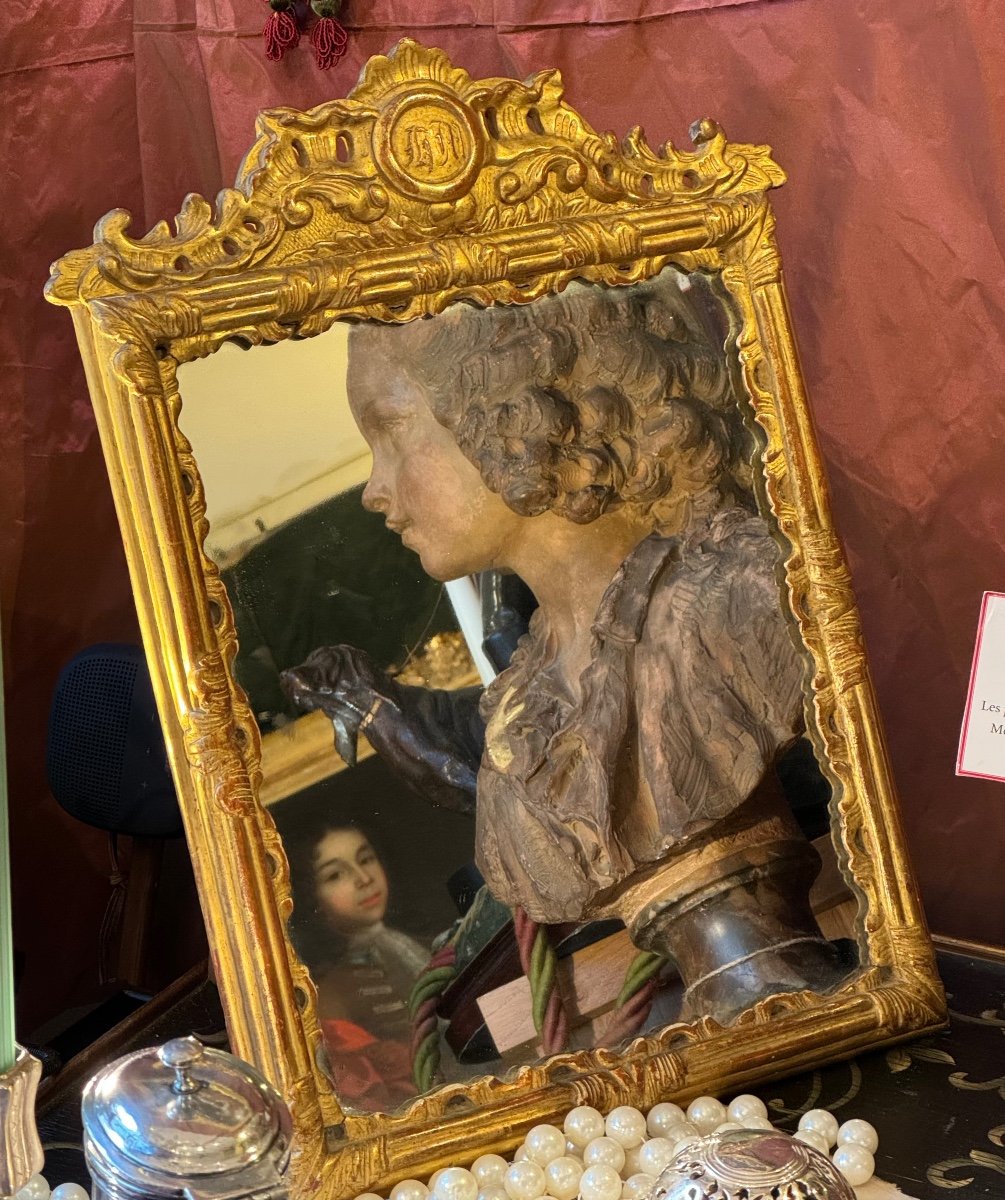 Très beau miroir de table XVIIIè, époque Régence. -photo-4