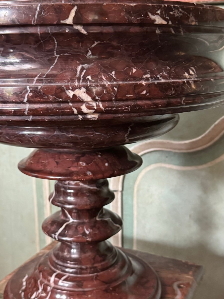 Grande coupe  en marbre campan XIXè  avec  ou sans 31 fruits en marbre de carrare. -photo-2