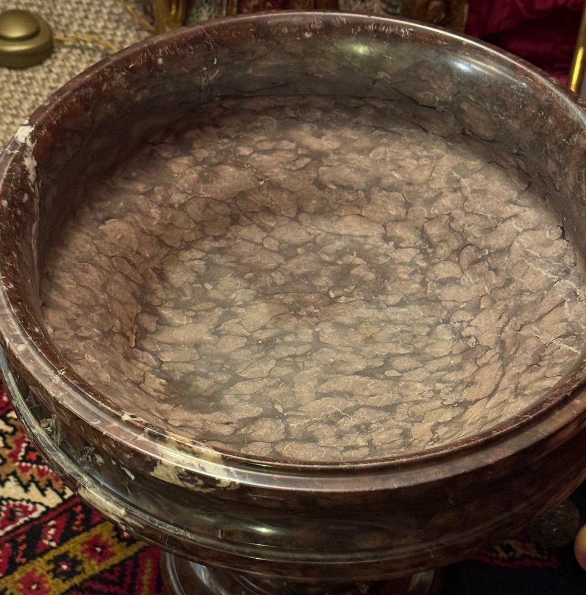 Grande coupe  en marbre campan XIXè  avec  ou sans 31 fruits en marbre de carrare. -photo-7