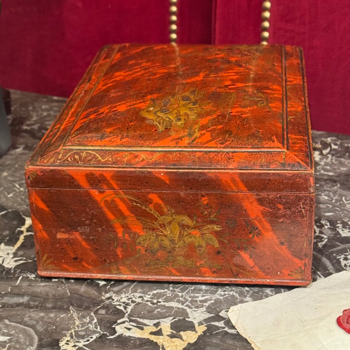 Coffret fin XVIIIè pour toilette et perruque  vernis Martin d’Asie. -photo-5
