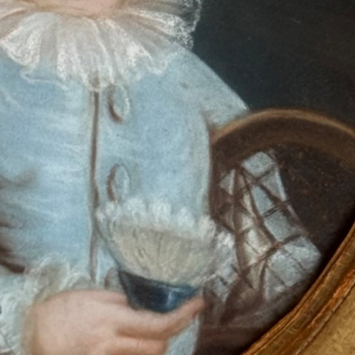 18th Century Pastel, Young Boy Playing A Shuttlecock Dressed In Blue, Louis XVI Period.-photo-4