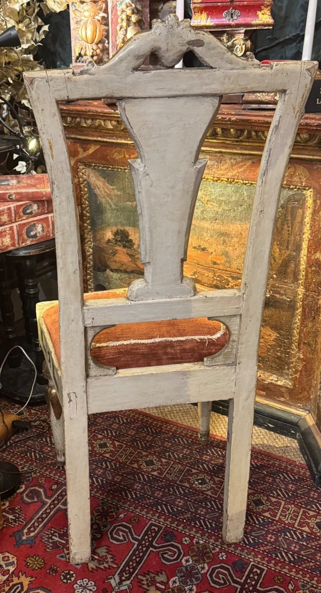 Set Of 6 Louis XVI Chairs, Frame Seats, Italy, Late 18th Century. -photo-6