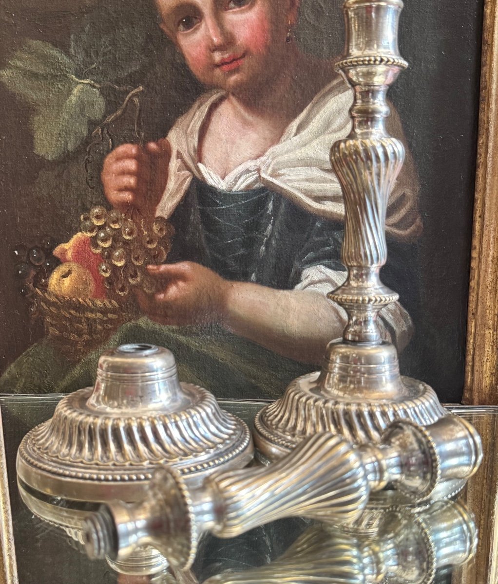 Pair Of Louis XVI Period Silver-plated Flambeau Candlesticks.-photo-3