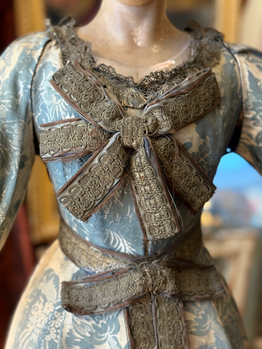 Important  et rare mannequin de mode du XVIIIe, (85cm) en robe à la Française , vers 1770…-photo-4