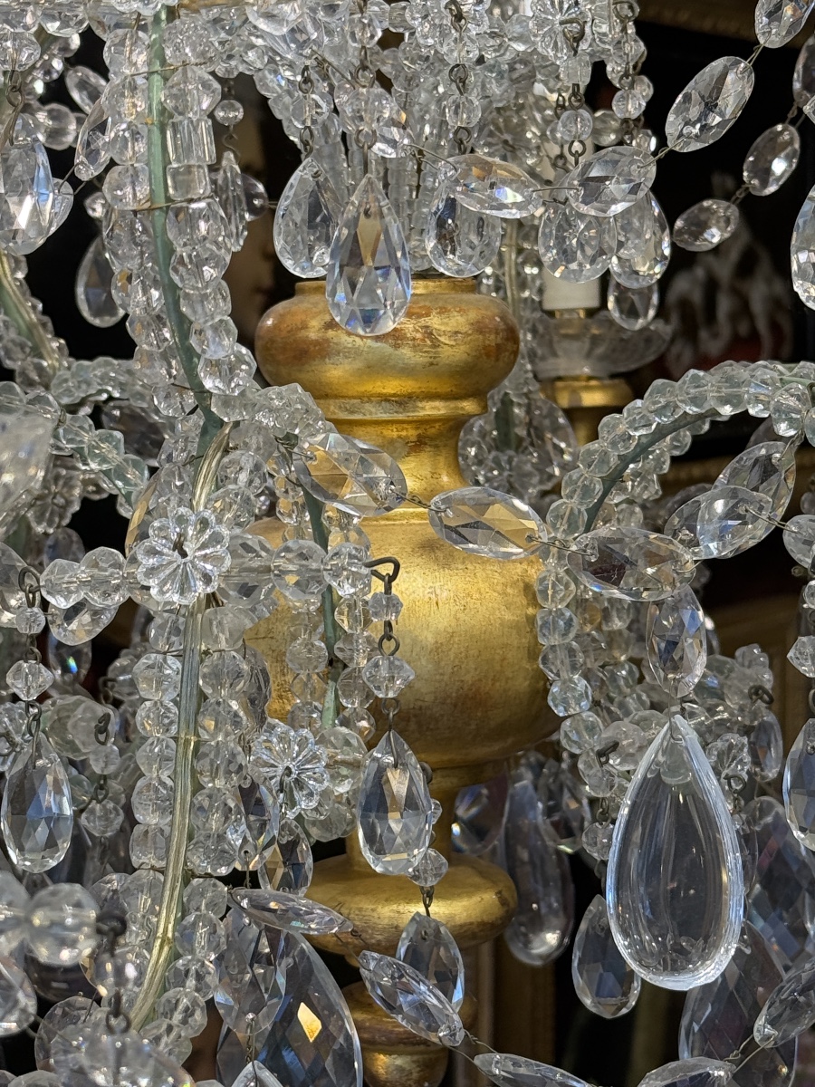 19th Century Italy, Very Beautiful Chandelier, Sparkling Glassware, 6 Lights*, Perfect Condition  -photo-3