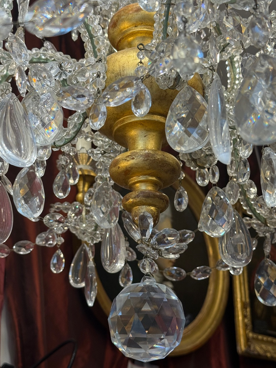 19th Century Italy, Very Beautiful Chandelier, Sparkling Glassware, 6 Lights*, Perfect Condition  -photo-4