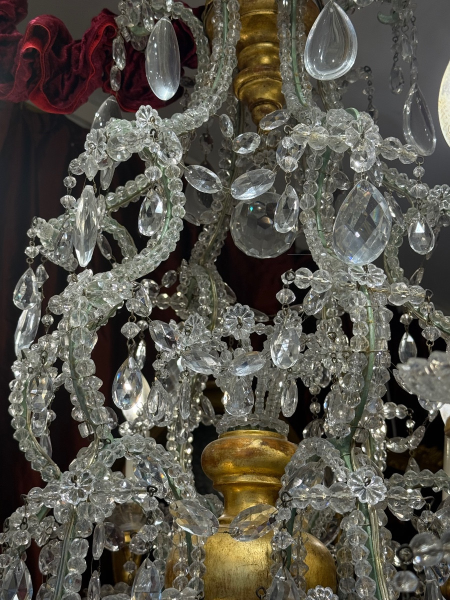 19th Century Italy, Very Beautiful Chandelier, Sparkling Glassware, 6 Lights*, Perfect Condition  -photo-6