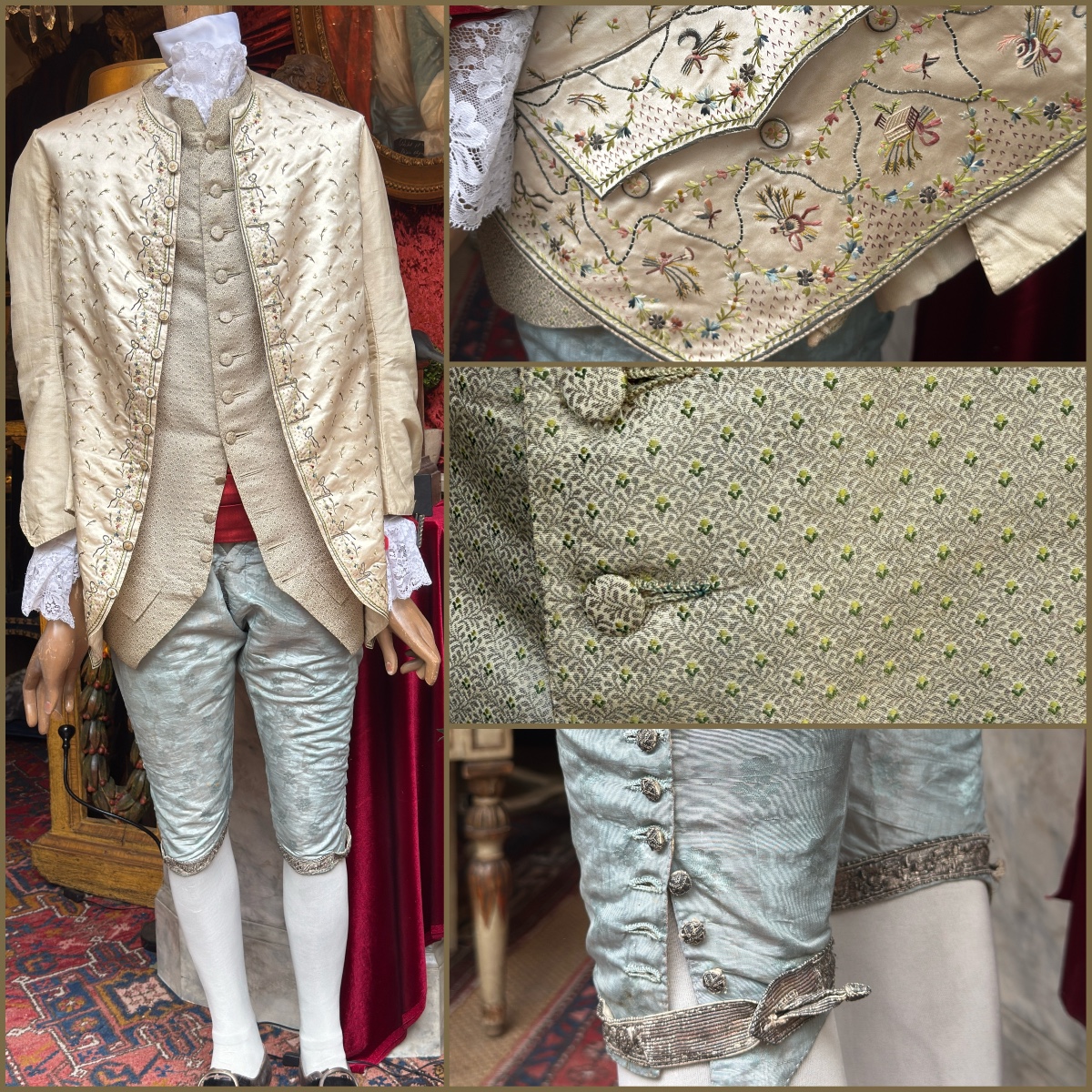  Habits d’homme XVIIIè : Veste, Gilet et Culotte, tissus luxueux.-photo-1