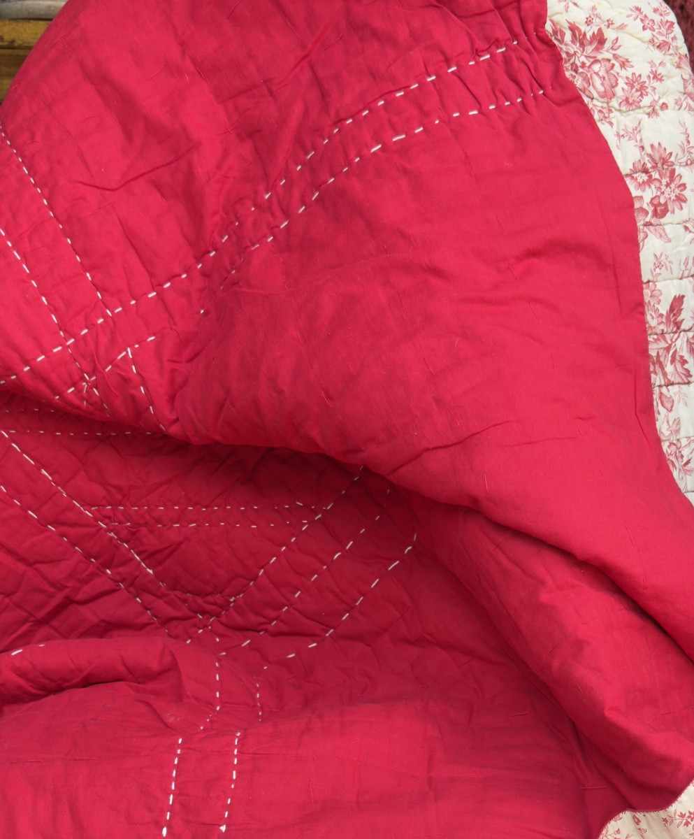 Double-sided Square Provençal Quilt. Early 20th Century. Very Good Condition. -photo-1