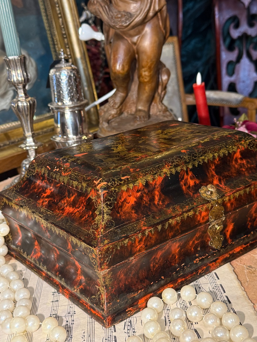 Coffret de toilette, à perruque, vernis Martin,  Régence XVIIIe -photo-2