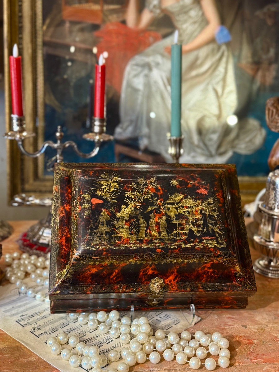 Coffret de toilette, à perruque, vernis Martin,  Régence XVIIIe -photo-4