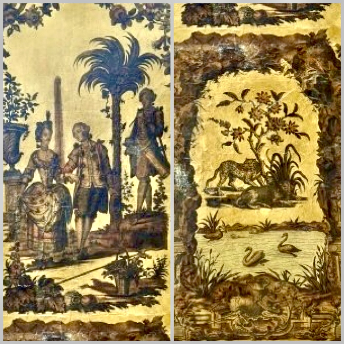 Arte Povera, 5 18th Century Folding Screens, Theater Sets, Science, Music-painting, Garden-photo-2