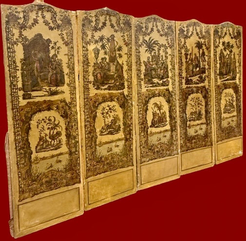 Arte Povera, 5 18th Century Folding Screens, Theater Sets, Science, Music-painting, Garden-photo-7
