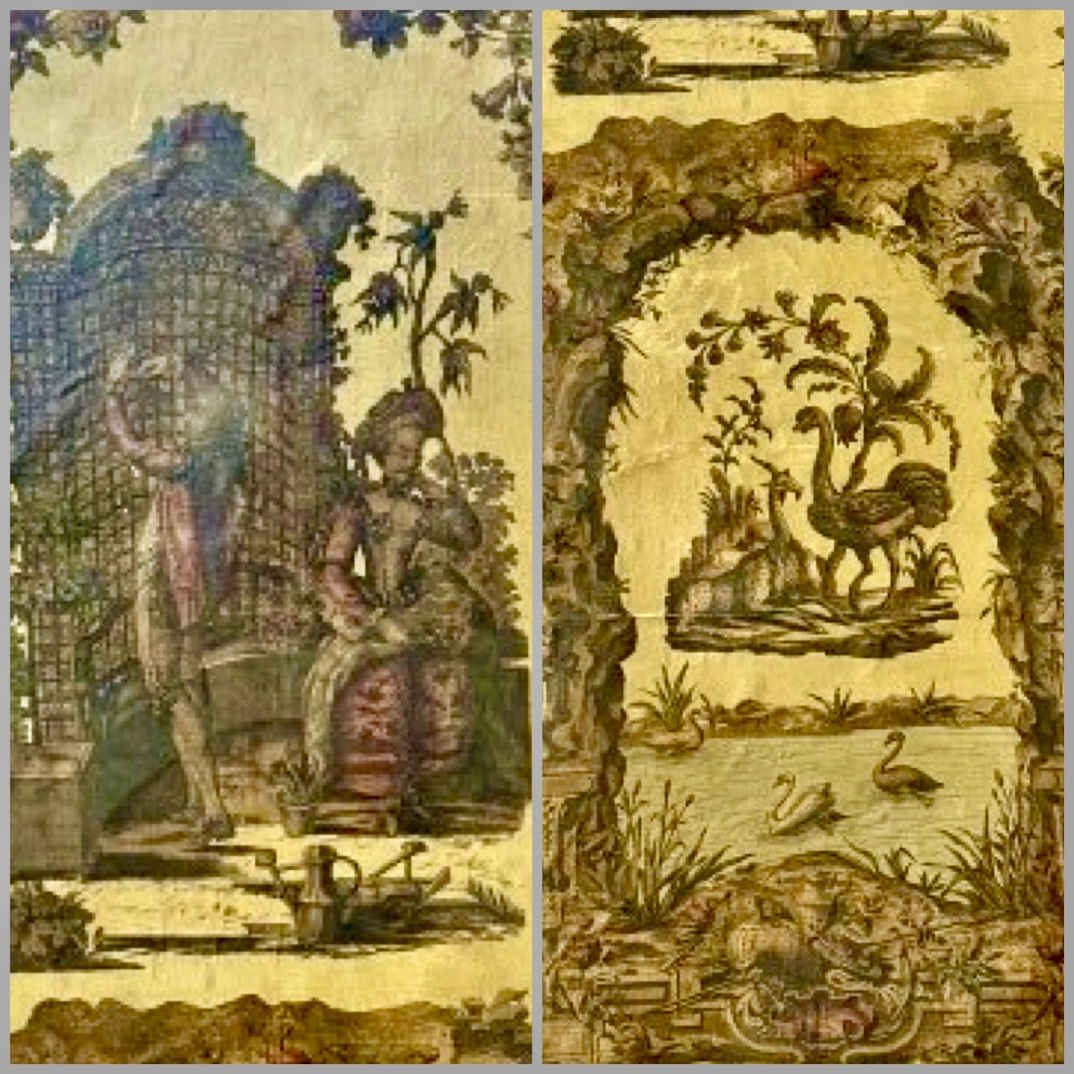 Arte Povera, 5 panneaux  de paravent XVIIIe, à grands décors. -photo-1