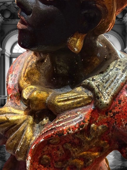 Polychrome Venetian Moor, Torchiere Holder, Early 20th Century, Electrified.-photo-5